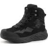 imageMens Waterproof Hiking Boots Lightweight Comfortable Leather Mid Ankle Outdoor Trekking BootAll Black