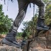 imageMens Waterproof Hiking Boots Lightweight Comfortable Leather Mid Ankle Outdoor Trekking BootAll Black