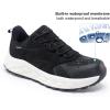 imageMens Waterproof Hiking Shoes Lightweight Comfortable Anti Slip Leather Walking Shoes for Outdoor Trekking Trailing CampingBlackwhite