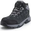 imageMens Waterproof Hiking Boots Lightweight Comfortable Leather Mid Ankle Outdoor Trekking BootBlack