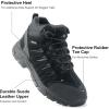 imageMens Waterproof Hiking Boots Lightweight Comfortable Leather Mid Ankle Outdoor Trekking BootDeep Black