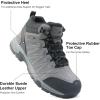 imageMens Waterproof Hiking Boots Lightweight Comfortable Leather Mid Ankle Outdoor Trekking BootGrey