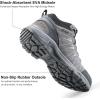 imageMens Waterproof Hiking Boots Lightweight Comfortable Leather Mid Ankle Outdoor Trekking BootGrey