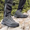 imageMens Waterproof Hiking Boots Lightweight Comfortable Leather Mid Ankle Outdoor Trekking BootGrey1