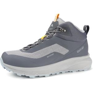 imageMens Waterproof Hiking Boots Lightweight Comfortable Breathable Outdoor AllTerrain Trekking Ankle BootsGrey
