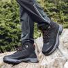 imageMens Waterproof Hiking Boots Lightweight Comfortable Leather Mid Ankle Outdoor Trekking BootBlack1