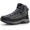 imageMens Waterproof Hiking Boots Lightweight Comfortable Leather Mid Ankle Outdoor Trekking BootGrey2