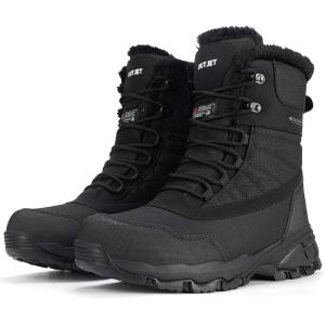 imageMens Waterproof Winter Snow Boots Insulated Warm Fur Lined Lightweight ampamp ComfortableBlack