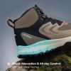 image:imageOUTJET Mens Waterproof Hiking Boots Lightweight Comfortable Outdoor Walking Trail Boots ShoesBrown1