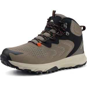 image:imageOUTJET Mens Waterproof Hiking Boots Lightweight Comfortable Outdoor Walking Trail Boots ShoesBrown1