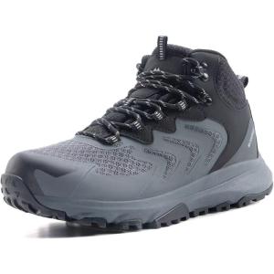 image:imageOUTJET Mens Waterproof Hiking Boots Lightweight Comfortable Outdoor Walking Trail Boots ShoesGrey1