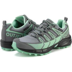 image:imageOUTJET Womens Waterproof Hiking Shoes Lightweight NonSlip Trails Walking Shoes Outdoor SneakersGreen