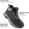 image:imageOUTJET Mens Waterproof Hiking Boots Lightweight Comfortable Leather Mid Ankle Outdoor Trekking BootBlack