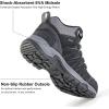 image:imageOUTJET Mens Waterproof Hiking Boots Lightweight Comfortable Leather Mid Ankle Outdoor Trekking BootBlack