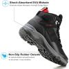 image:imageOUTJET Mens Waterproof Hiking Boots Lightweight Comfortable Leather Mid Ankle Outdoor Trekking BootBlack1