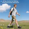 image:imageOUTJET Mens Waterproof Hiking Boots Lightweight Comfortable Leather Mid Ankle Outdoor Trekking BootBlack1