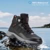 image:imageOUTJET Mens Waterproof Hiking Boots Lightweight Comfortable Leather Mid Ankle Outdoor Trekking BootBlack1