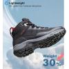 image:imageOUTJET Mens Waterproof Hiking Boots Lightweight Comfortable Leather Mid Ankle Outdoor Trekking BootBlack1