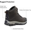 image:imageOUTJET Mens Waterproof Hiking Boots Lightweight Comfortable Leather Mid Ankle Outdoor Trekking BootBrown
