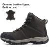 image:imageOUTJET Mens Waterproof Hiking Boots Lightweight Comfortable Leather Mid Ankle Outdoor Trekking BootBrown