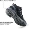 image:imageOUTJET Mens Waterproof Hiking Boots Lightweight Comfortable Leather Mid Ankle Outdoor Trekking BootDeep Black