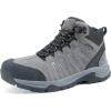 image:imageOUTJET Mens Waterproof Hiking Boots Lightweight Comfortable Leather Mid Ankle Outdoor Trekking BootGrey