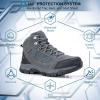 image:imageOUTJET Mens Waterproof Hiking Boots Lightweight Comfortable Leather Mid Ankle Outdoor Trekking BootGrey1