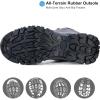 image:imageOUTJET Mens Waterproof Hiking Boots Lightweight Comfortable Leather Mid Ankle Outdoor Trekking BootGrey1