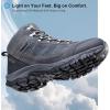 image:imageOUTJET Mens Waterproof Hiking Boots Lightweight Comfortable Leather Mid Ankle Outdoor Trekking BootGrey1