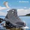 image:imageOUTJET Mens Waterproof Hiking Boots Lightweight Comfortable Leather Mid Ankle Outdoor Trekking BootGrey1