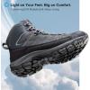 image:imageOUTJET Mens Waterproof Hiking Boots Lightweight Comfortable Leather Mid Ankle Outdoor Trekking BootGrey2