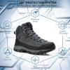 image:imageOUTJET Mens Waterproof Hiking Boots Lightweight Comfortable Leather Mid Ankle Outdoor Trekking BootGrey2