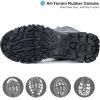 image:imageOUTJET Mens Waterproof Hiking Boots Lightweight Comfortable Leather Mid Ankle Outdoor Trekking BootGrey2
