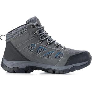 image:imageOUTJET Mens Waterproof Hiking Boots Lightweight Comfortable Leather Mid Ankle Outdoor Trekking BootGrey1
