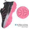 image:imageWomens Waterproof Hiking Shoes Quick Laces Lightweight Comfortable Breathable NonSlip Trails Outdoor SneakersBlackPink